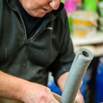 John Higgins at work in his studio 2018